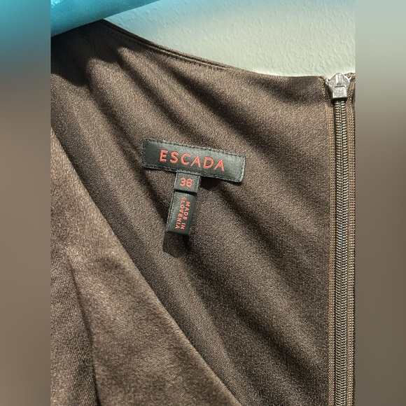 ESCADA Brown V-Neck Midi Dress / Size 36 / - Picture 3 of 6